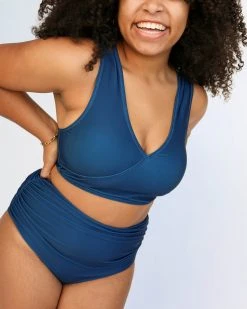 Nani Swimwear Recycled Navy Ruched High Rise Bottom