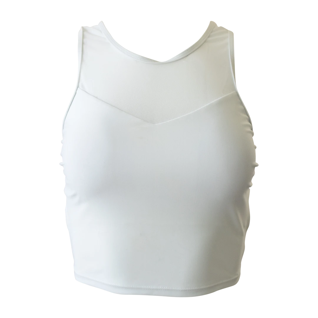 Nani Swimwear White Mesh Racerback Crop 6 Nani Swimwear White Mesh Racerback Crop