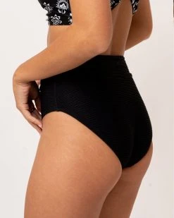 Nani Swimwear Textured Black Mid Rise Bottom