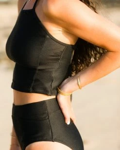 Nani Swimwear Textured Black Pocket Bottom