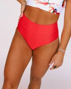 Nani Swimwear Textured Red Poppy Mid Rise Bottom