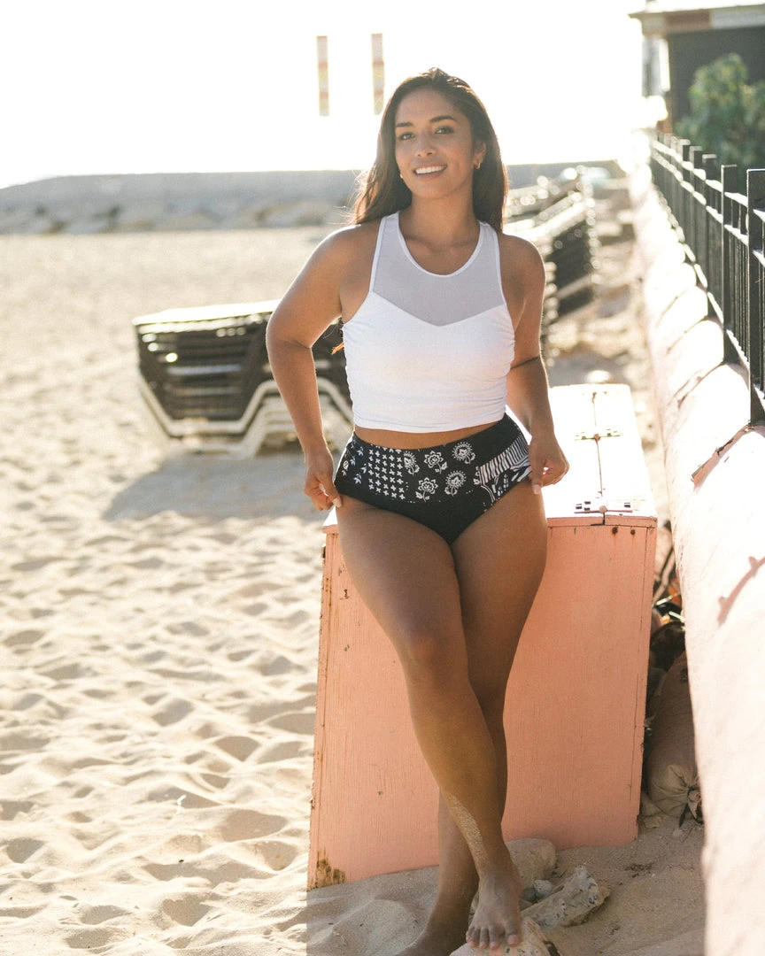 Nani Swimwear White Mesh Racerback Crop 9 Nani Swimwear White Mesh Racerback Crop