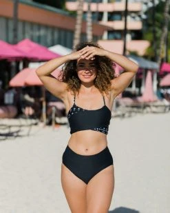 Nani Swimwear Textured Black Mid Rise Bottom