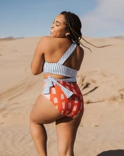 Nani Swimwear Pinstripe One Shoulder Crop