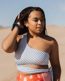 Nani Swimwear Pinstripe One Shoulder Crop