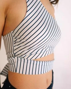 Nani Swimwear Pinstripe One Shoulder Crop