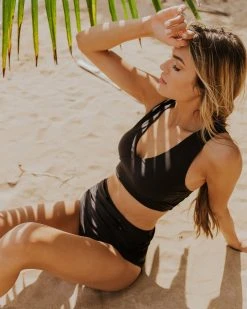 Nani Swimwear Black Switch V Crop