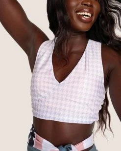 Nani Swimwear Gray Houndstooth Switch V Crop